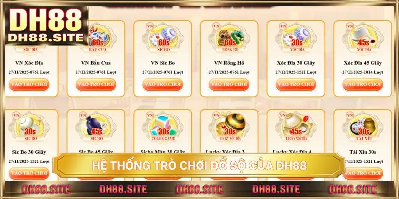 Hệ thống trò chơi đồ sộ của DH88
