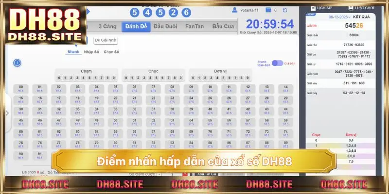 Điểm nhấn hấp dẫn của xổ số DH88