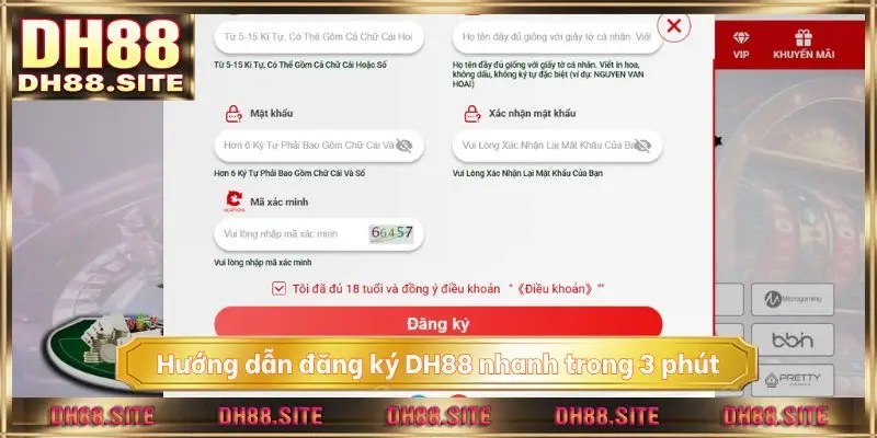 Hướng dẫn đăng ký DH88 nhanh trong 3 phút